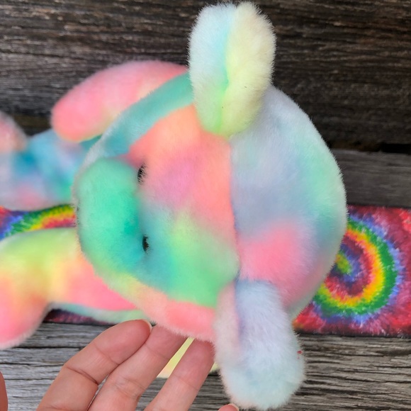 The Beanie Buddies Collection by TY 2001 B.B. Tie Dye Birthday Buddy Bear💛💙🩷 - Picture 7 of 14